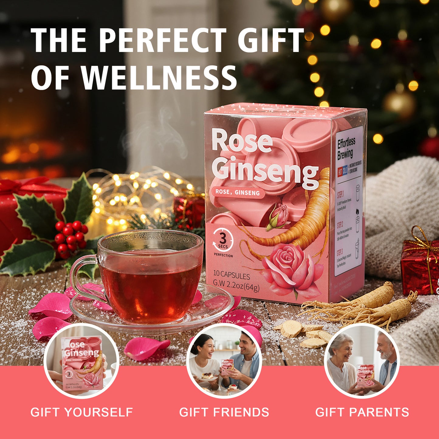 Saipin Rose American Ginseng Tea | Small Box (10 Capsules)