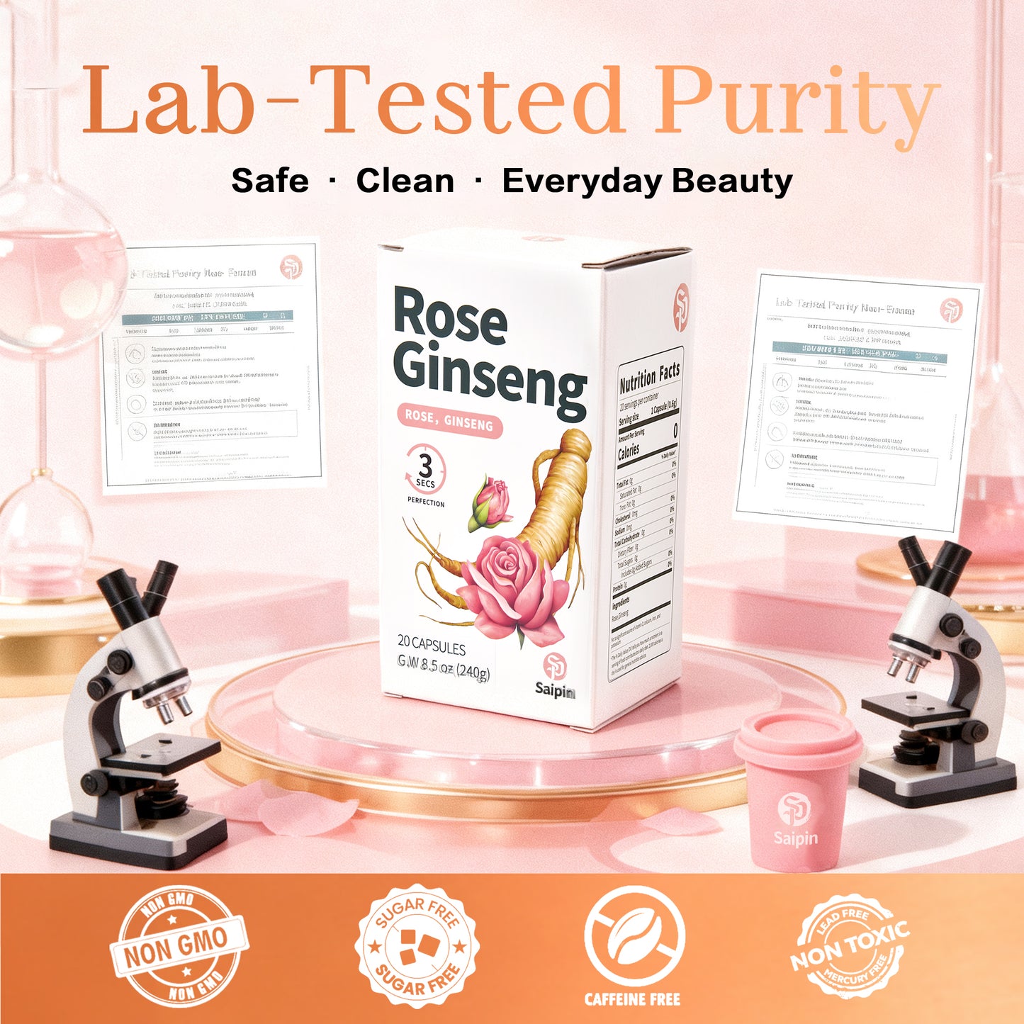 Saipin Rose American Ginseng Tea | 2× Large Boxes (40 Capsules)