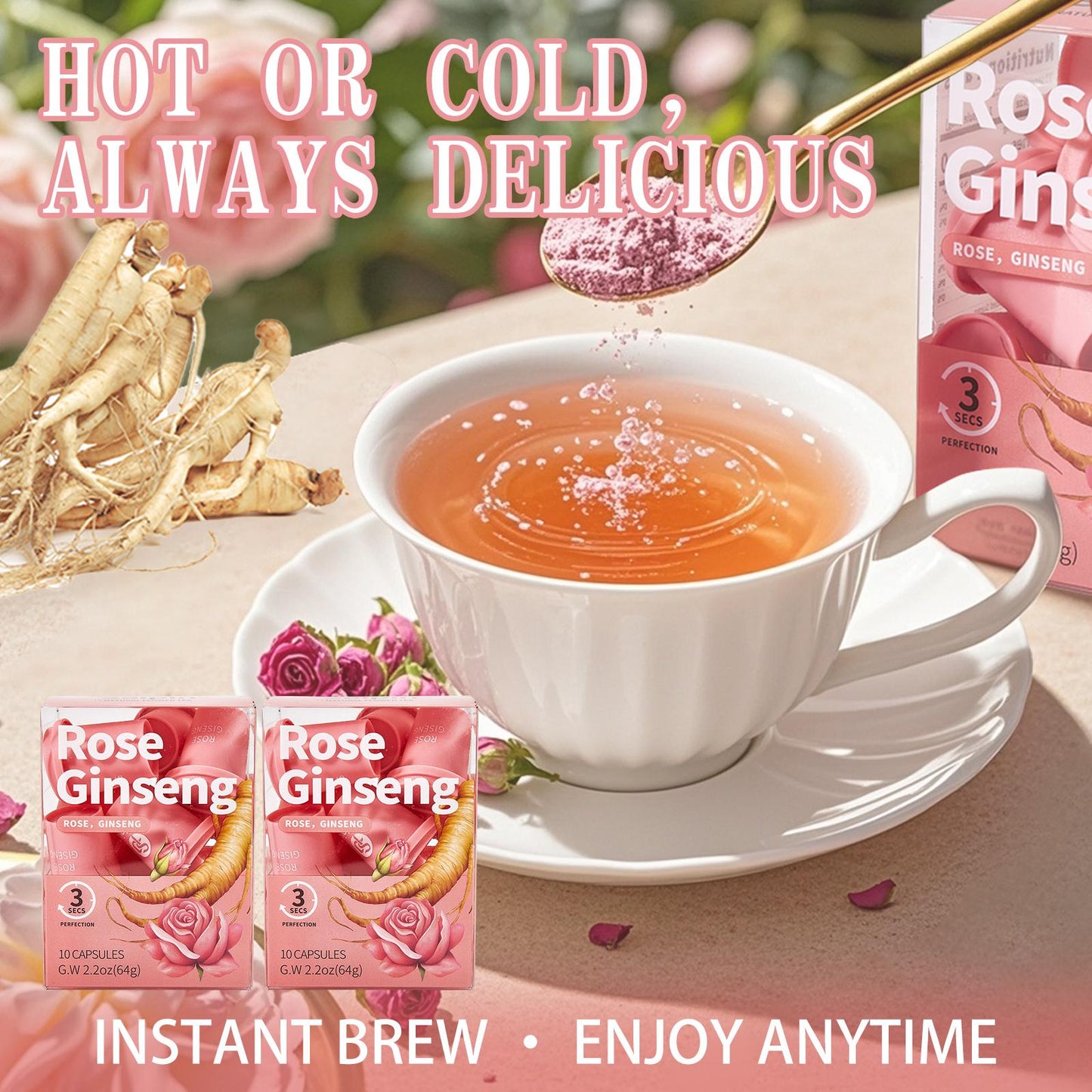 Saipin Rose American Ginseng Tea | 2× Small Boxes (20 Capsules)