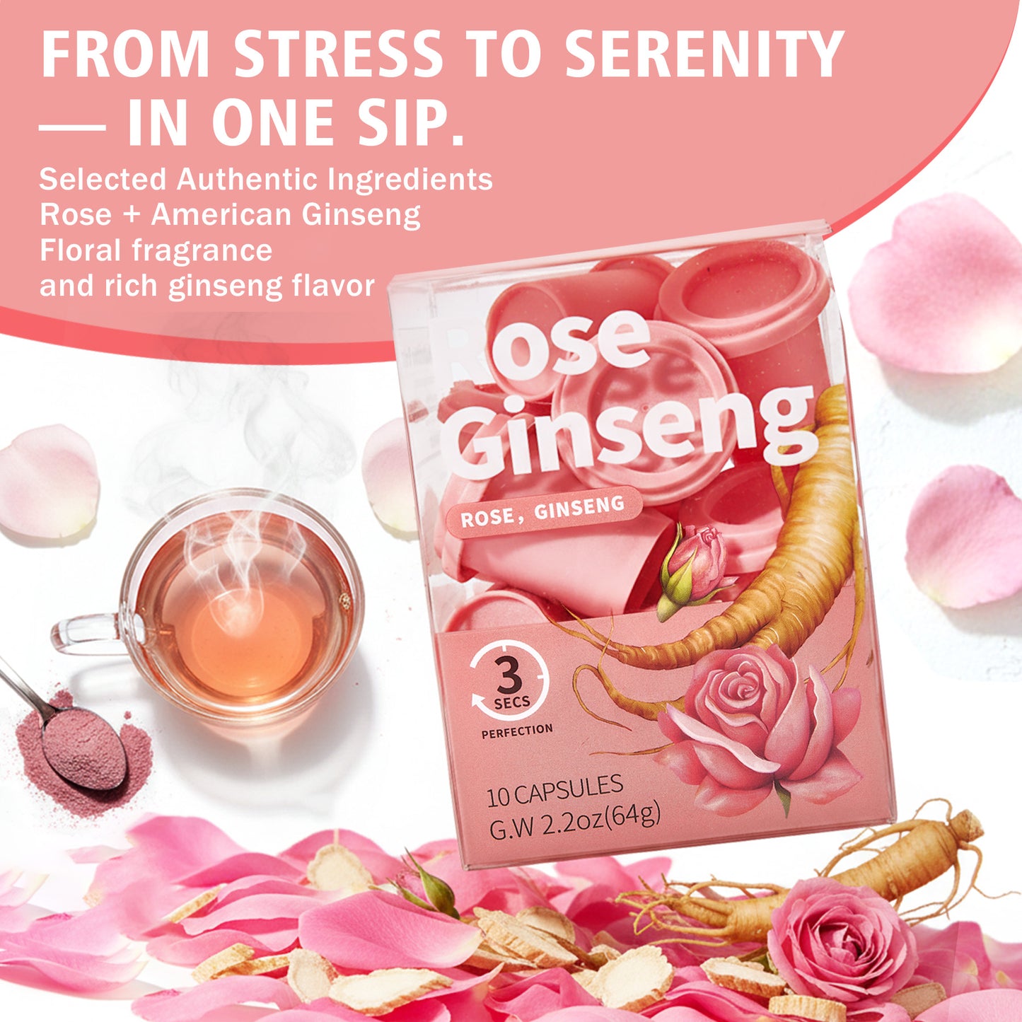 Saipin Rose American Ginseng Tea | Small Box (10 Capsules)